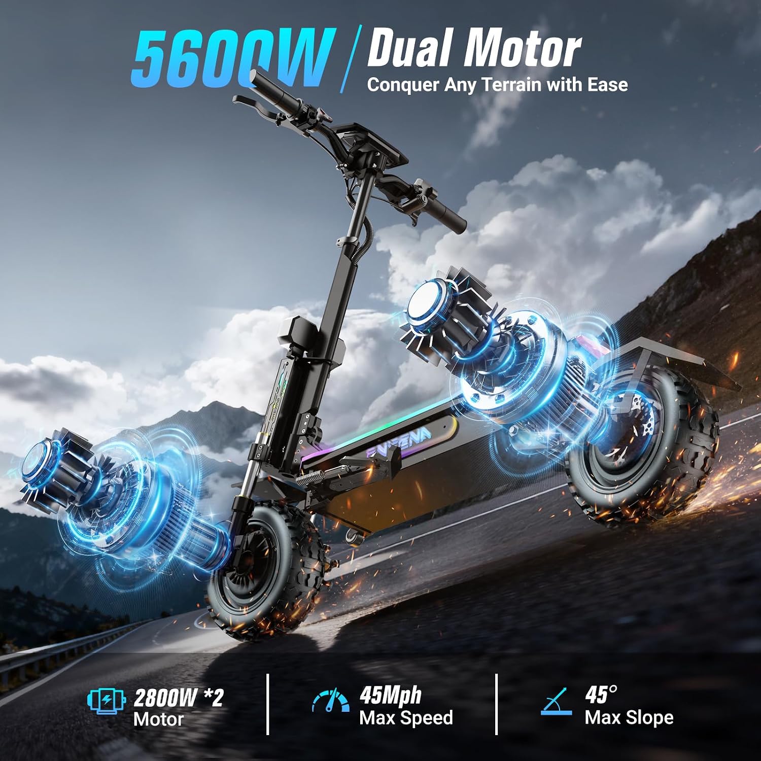 Trottinettes électriques pour  - 60V 5600W Dual Motor Electric Scooter avis et prix
